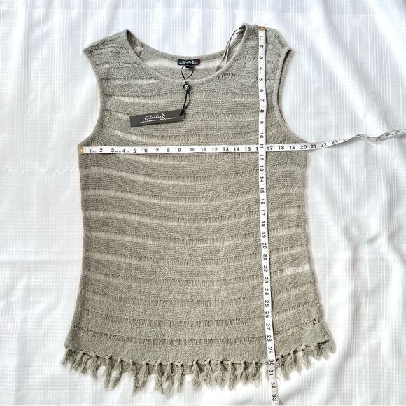 Charlie B. Collection Sleeveless Sage Semi-sheer Tunic Tassel Size XXL NWT - Picture 13 of 14